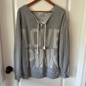 Victoria's Secret Gray LOVE PINK Lace-Up V-Neck Sweatshirt